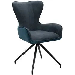 Mid.you Stuhl , Schwarz, Dunkelblau, Dunkelgrau , Textil , Stativgestell , 57x93x64 cm , Sitzfläche 360° drehbar , Esszimmer, Stühle, Polsterstühle