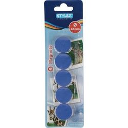 Stylex Schreibwaren Magnet 5 Magnete / rund / Durchmesser: 28mm / Farbe: blau