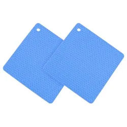 Kochblume Topflappen Waben-Untersetzer, (Spar-Set, 2-tlg), Hitzebeständig bis 230° blau