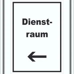 HB-Druck Dienstraum Schild mit Text und Richtungspfeil links Büro hochkant A5 Rückseite selbstklebend