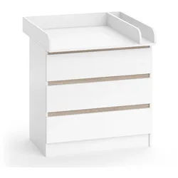 Vicco Wickelkommode Emma Weiß 80 x 78 cm , Weiß, Weiß , Holzwerkstoff , 3 Fächer , 3 Schubladen , Rechteckig , 80x87x76 cm , Babymöbel & Kindermöbel, Babyzimmer, Wickelkommoden & Zubehör, Wickelkommoden