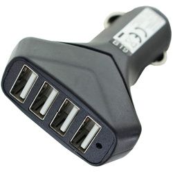KFZ-LADEADAPTER USB 4-PORT USB, Ladestrom 6,0A mit Auto-ID schwarz
