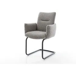 Freischwinger Jova-Flex mit Armlehnen Bouclé Silbergrau Freischwinger rund Schwarz Taschenfederkern