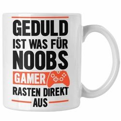 Trendation Tasse Trendation - Gamer Spruch Tasse Controller Geschenk - Geduld Ist Was Für Noobs - Zocker Tassen Geschenk Jungs Jungen Gaming weiß