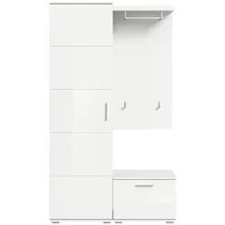 Xora Garderobe , Weiß, Weiß Hochglanz , Holzwerkstoff , 110x191x37 cm , Garderobe, Garderoben-Sets & Garderoben-Serien