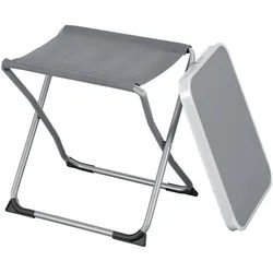 [en.casa] Klapphocker Barete , Grau , Metall, Textil , 47x47x37 cm , Gartenmöbel, Gartensessel, Gartenhocker