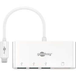 Goobay USB-CTM Multiport Adapter CardReader - erweitert ein USB-CTM Gerät um drei USB 3.0 Anschlüsse sowie einen Kartenschacht für SD/MMC- und Micro SD-Karten