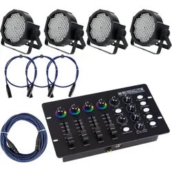 Showlite FLP-144W Scheinwerfer 4 x Set inkl. DMX Controller & Kabel