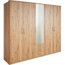 priess Kleiderschrank Husum mit dekorativen Kranz, wahlweise mit Schubkästen braun 231 cm x 196 cm x 57 cm