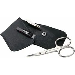 Erbe Maniküre Taschenetui mit Druckknopf Serie Siena, Schwarz, 3- tlg. - 9018