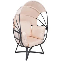 Gardenson Loungesessel , Anthrazit, Grau, Beige , Metall, Kunststoff, Textil , Füllung: Polyester , X-Form, rund , 91x152x77 cm , gastro- und objekttauglich, wetterfest, UV-beständig, faltbar, Bezug abnehmbar, geeignet für Balkon , Gartenmöbel, Loungemöbel, Loungesessel