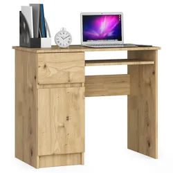 Akord Schreibtisch Artisan-Eichenfarbe 90x50x77 cm , Eiche Artisan , Holzwerkstoff , Nachbildung , Holz Optik , 3 Fächer , 1 Schubladen , Rechteckig,Rechteckig , 90x77x50 cm , Büromöbel, Schreibtische, Computertische