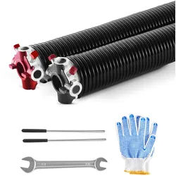 VEVOR Torsionsfedern für Garagentore (Φ 5,94 x Φ 50,8 x 787 mm) 16000 Zyklen, schwarz beschichtet zum Auswechseln, Garagentorfedern mit rutschfesten Wickelstäben & Handschuhen & Montageschlüssel