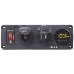 Blue Sea wassergeschütztes Panel 12V + USB + Voltmeter