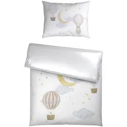 Patinio Babybettwäsche , Blau, Weiß , Textil , Wolken , 100x135 cm , Gots, Bsci, DIN EN ISO 50001, DIN EN ISO 9001, Oeko-Tex® Standard 100, Organic Content Standard (Ocs) 100, Oeko-Tex® Made IN Green , pflegeleicht, atmungsaktiv, bügelleicht, 100% feinster Baumwollsatin mit Seiden-Finish , Schlafen, Babytextil-Kollektionen