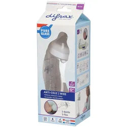 difrax® Babyflasche S Glas Wide Weiss 0+ Monate 310 ml