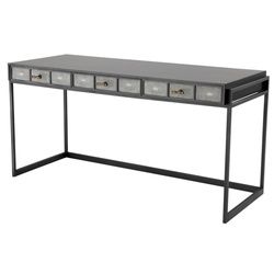 Casa Padrino Schreibtisch Luxus Schreibtisch mit 3 Schubladen Schwarz / Grau 150 x 60 x H. 75 cm - Luxus Büromöbel