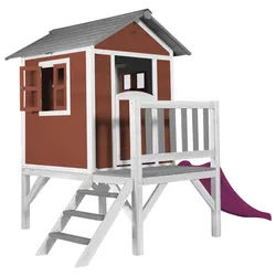 Ambia Garden Spielhaus , Grau, Rot, Weiß , Holz, Kunststoff , Hemlocktanne , 240x189x167 cm , EN 71, CE, FSC 100% , Freizeit & Co, Gartenspielzeug, Spielhäuser