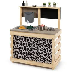 Muddy Buddy Kinderküche , Grau, Birkefarben , Holz , Zypresse , 40x90x80 cm , EN 71, FSC 100% , Spielzeug, Holzspielzeug