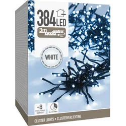 LED-Clusterlichterkette Büschel kaltweiß, 384 LEDs, sw Kabel, Innen/Außen, 6m