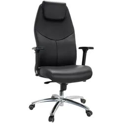 Mid.you Chefsessel , Schwarz , Leder , Kombination Echtleder/Lederlook , Drehkreuz , 70x126x70 cm , Wippfunktion, ergonomische Rückenlehne , Büromöbel, Bürostühle, Chefsessel