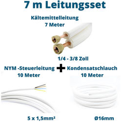 7m Leitungsset 1/4 3/8 Kältemittelleitung + Steuerleitung + Kondensatschlauch