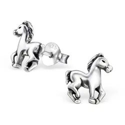 Order & Smile Schmuck Paar Ohrstecker Kinderohrstecker: Mädchen Ohrringe Silber „Pferd“ silberfarben