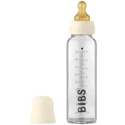 Bibs Babyflasche aus Glas 225 ml Vollständiges Set Ivory 0m+