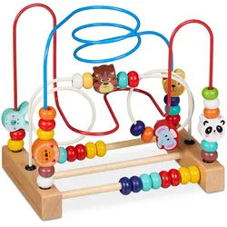 Relaxdays Motorikschleife , Multicolor, Rot , Holz, Holzwerkstoff, Metall , 22.5x21x14.5 cm , unisex , Spielzeug, Lernspiele