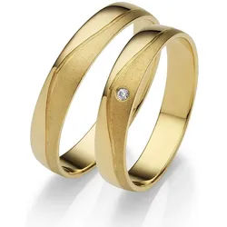 Trauring FIRETTI "Schmuck Geschenk Gold 375 Hochzeit Ehering "LIEBE" Gr. 50, gold (gelbgoldfarben), Fingerringe, Damen, 50, 0,01 SI = kleine Einschlüsse mit Brillant, Gelbgold 585, 4mm, Trauring, Made in Germany, wahlweise mit oder ohne Brillant