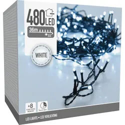 LED-Lichterkette kaltweiß, 480 LEDs, Grünes Kabel, Innen/Außen, 39m