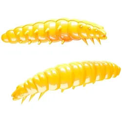 Libra Lures Kunstköder LIBRA LURES LARVA 35mm - Käse - Forelle Larve Angeln Gummi 12 St., (Spar-Set), Tolle Farbe und sehr Detailgetreu gelb