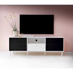 Hammel Furniture TV-Board Mistral Fernsehschrank, Medienmöbel, Hängend, mit Türen mit Akustikstoff, Kabeldurchführung, Lowboard, B: 161,5 cm weiß