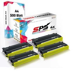 Druckerpapier A4 + 4x Kompatibel für Brother FAX 2820 ML (TN-2000) Toner-Kit Schwarz XL 5000 Seiten