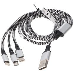 Universal Ladekabel 3in1 für Apple, USB-C, Micro-USB robust mit TPE-Ummantelung, Aluminium-Steckern