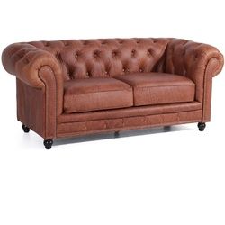 Max Winzer Orleans Sofa 2-Sitzer Echtleder (Antikoptik) cognac