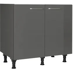 Nobilia Spülenunterschrank , Schieferfarben , Metall , einzeln stellbar , 90x87x56 cm , Blauer Engel, Pefc, Goldenes M, Made in Germany, DGM-Klimapakt , Zusatzausstattung erhältlich , Küchen, Küchenmöbel