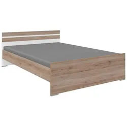 Carryhome Bett , Weiß, Eiche San Remo , Holzwerkstoff , 120x200 cm , Made in Germany , Schlafzimmer, Komplette Schlafzimmer und Serien, Schlafzimmerserien