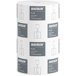 KATRIN Plus Centerfeed S 60 Papierhandtuch, 2-lagig, 60 m, weiß, Besonders weiche Handtuchrolle-Mehrzweckrolle für öffentliche Bereiche, 1 Karton = 12 Rollen à 60 m
