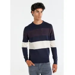 Lois Jeans für Herren. 176593925 Pullover mit zweifarbigem marineblauem Streifen (S), Lässig, Baumwolle, Langarm