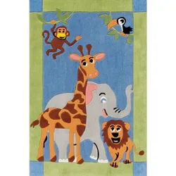 Xxxl Kinderteppich , Blau, Grün, Hellblau , Textil , Tier , rechteckig , 150x220 cm , Textiles Vertrauen - Oeko-Tex® , für Fußbodenheizung geeignet , Teppiche Und Böden, Teppiche, Kinderteppiche