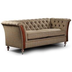 Casa Padrino Chesterfield-Sofa Luxus Chesterfield 2er Sofa Grau / Braun 186 x 87 x H. 77 cm - Elegantes Wohnzimmer Sofa mit Echtleder - Chesterfield Wohnzimmer Möbel