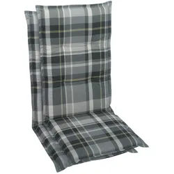 Xxxl Sesselauflagenset , Grau , Textil , 2-teilig , Karo , Füllung: Schaumstoff, Vlies , 50x6x108 cm , Oeko-Tex® Standard 100 , pflegeleicht, hochwertige Qualität, langlebig, für den Außenbereich geeignet, mittels Bändern zu befestigen, mittels Gurtband zu befestigen , Gartenmöbel, Gartenpolster & Auflagen, Sesselauflagen
