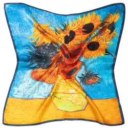 MayTree Seidentuch quadratisch Vincent 53x53 Sonnenblume, (Stück), 100% Seide orange
