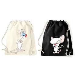 Blondie & Brownie Turnbeutel aus Baumwolle Pinky Brain Weltherrschaft im SET Friends Paar beige|schwarz