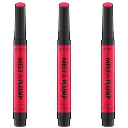 Catrice Lippenbalsam Melt & Plump Juicy Lip Plumper, 3-tlg., Sorgt für Glanz und Volumen, weiche Textur, kühlend durch Menthol. rot