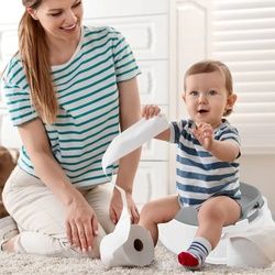 Toilettensitz Kinder, 3 in 1 Töpfchen Set, Toilettentrainer in weiß und hellgrau