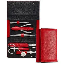 nippes Solingen Maniküre-Etui Maniküre-Set Wild Red, 6-tlg. mit Hautzange, 6 tlg., aus echtem Leder rot