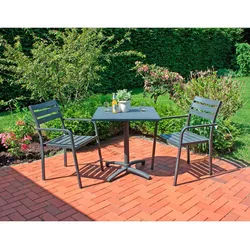 Gardenson Gartenset , Anthrazit, Schwarz , Metall , 3-teilig , 55x88x63 cm , UV-beständig, wetterbeständig, Stühle stapelbar, platzsparend verstaubar , Gartenmöbel, Loungemöbel