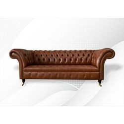 JVmoebel Chesterfield-Sofa, Chesterfield 3 Sitzer Sofa Design Sofa Couch 225 cm braun